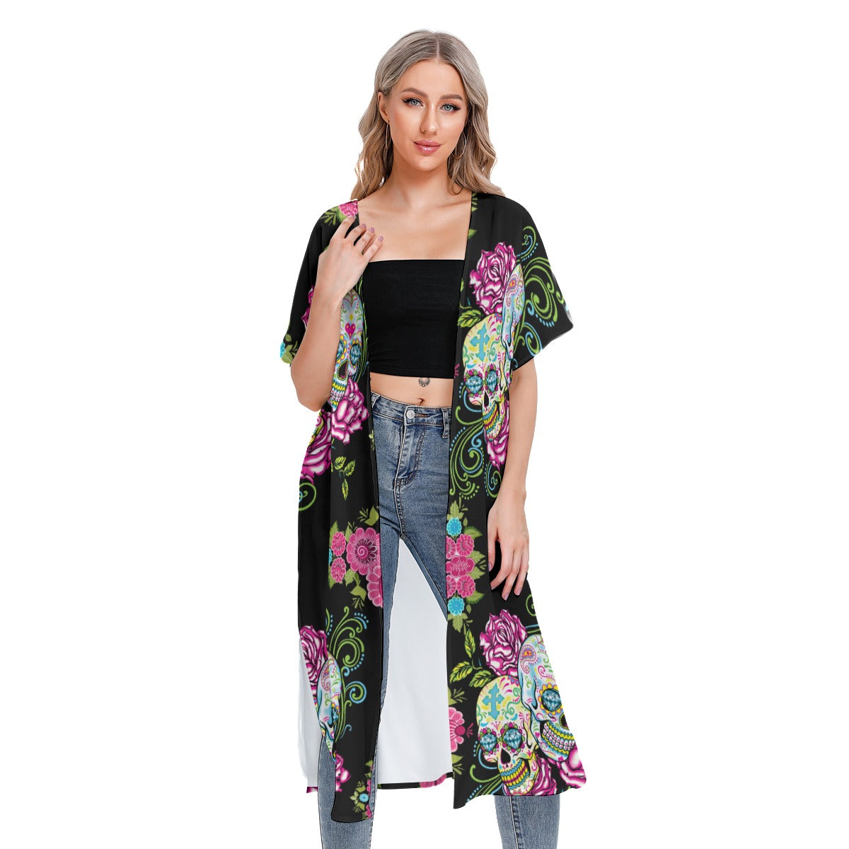 All-Over Print Women's Short Sleeve Cardigan