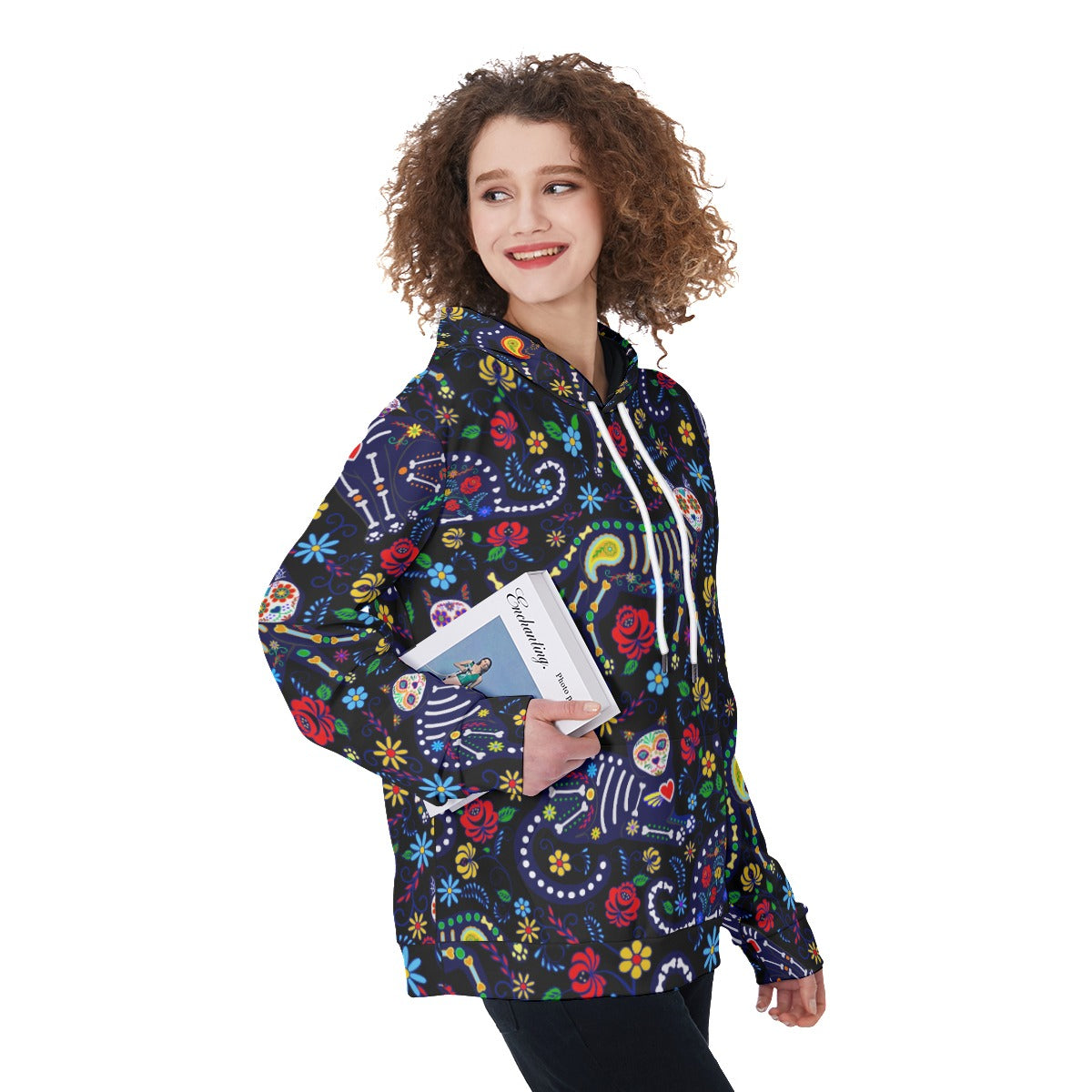 Sugar skull cat Women's Pullover Hoodie