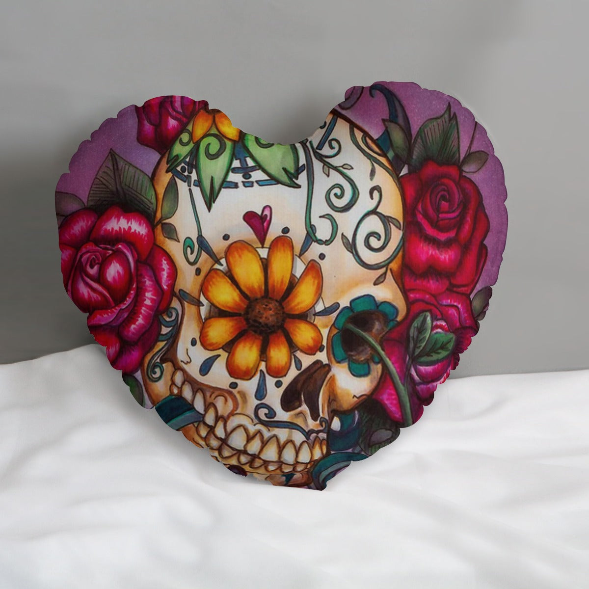 Sugar skull day of the dead All-Over Print Heart-shaped pillow