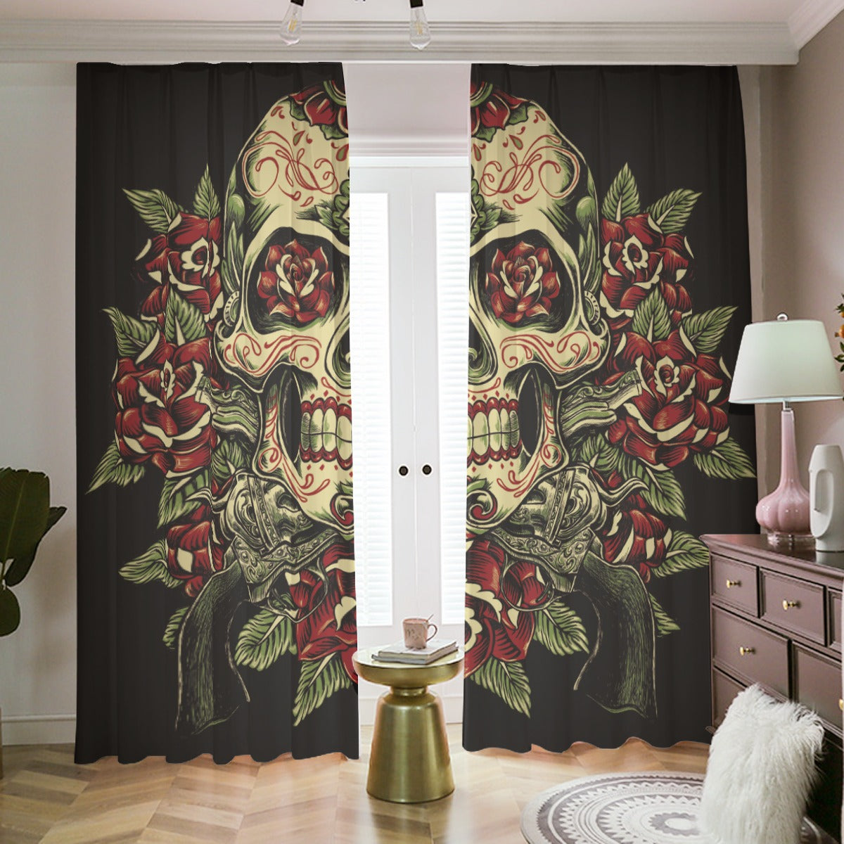 Dia de los muertos window curtain Blackout Curtains with Hooks | 265(gsm)