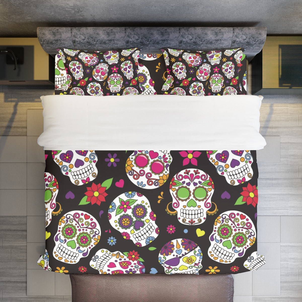 Dia de los muertos Four-piece Duvet Cover Set, Mexican calaveras skull bedding cover set