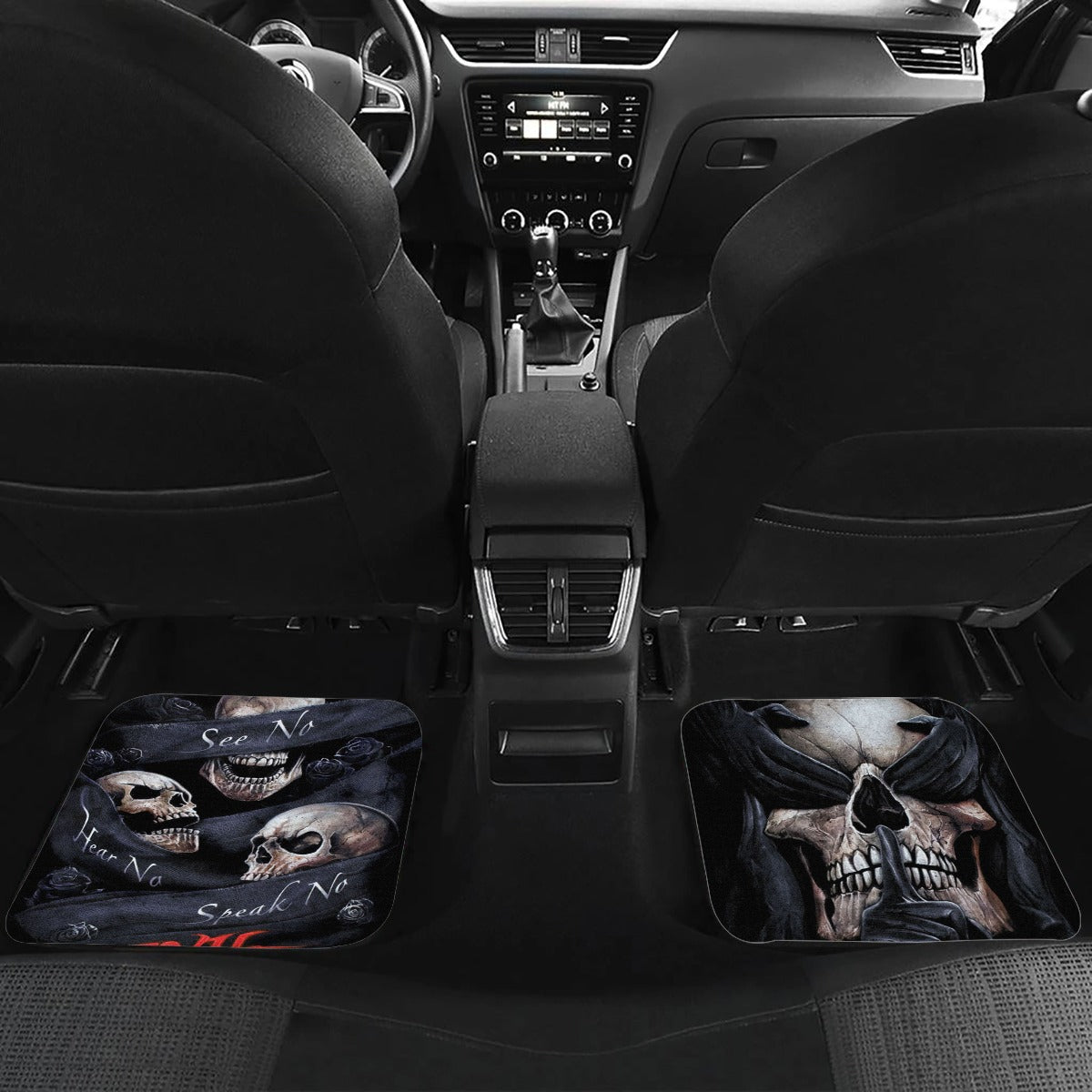 No see no hear no speak evils skull Car Mats