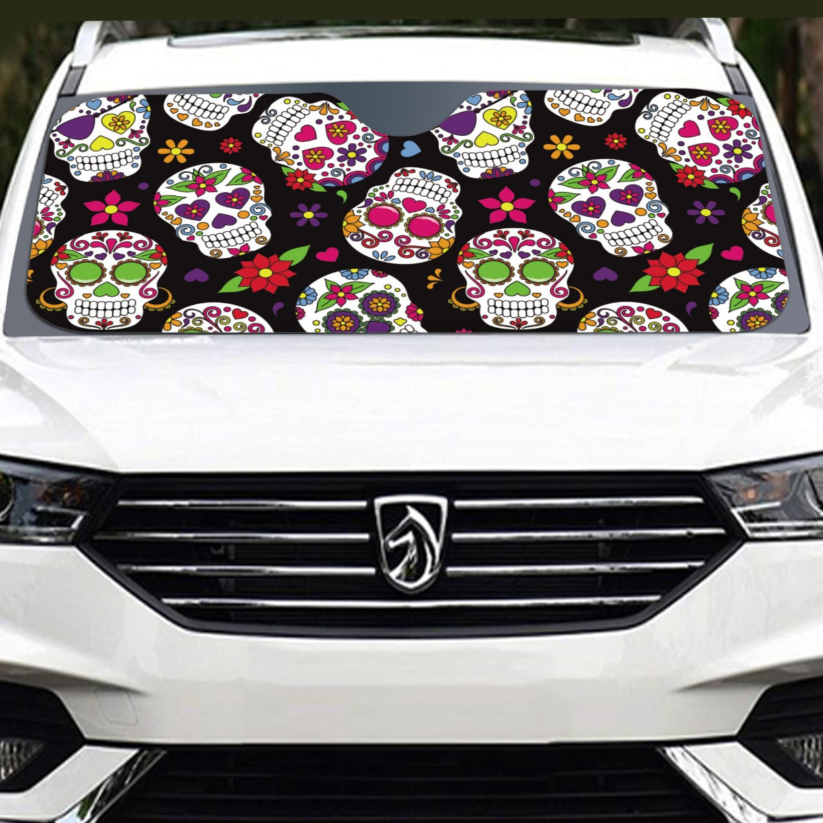 Day of the dead claveras skull Windshield Sunshade