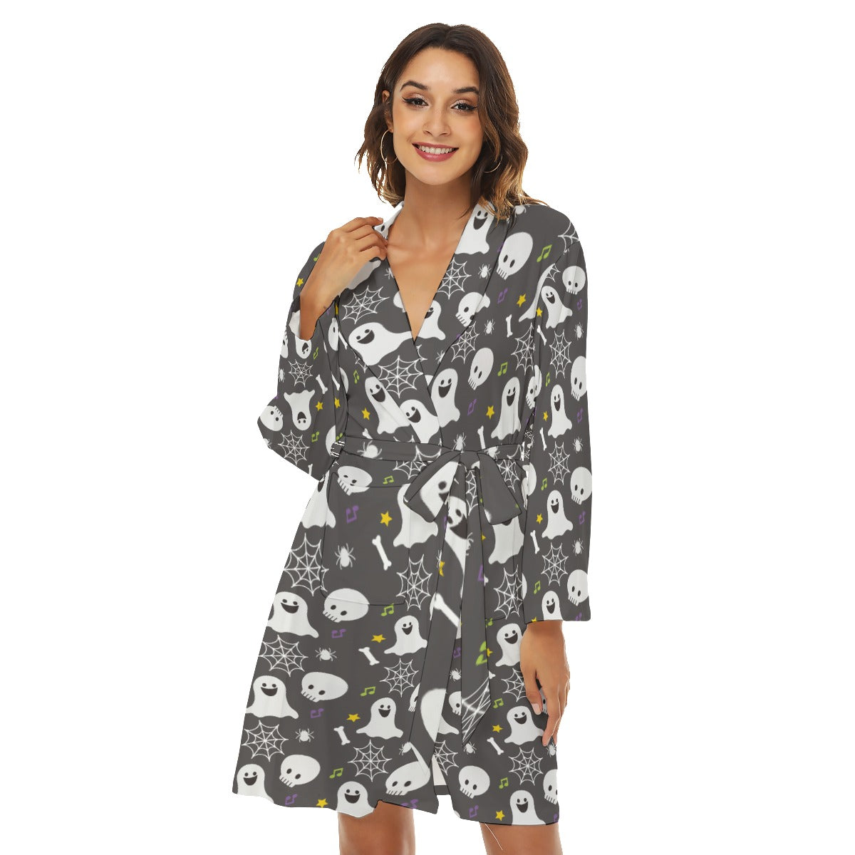 Halloween All-Over Print Women's Robe, Gothic Halloween Pajamas