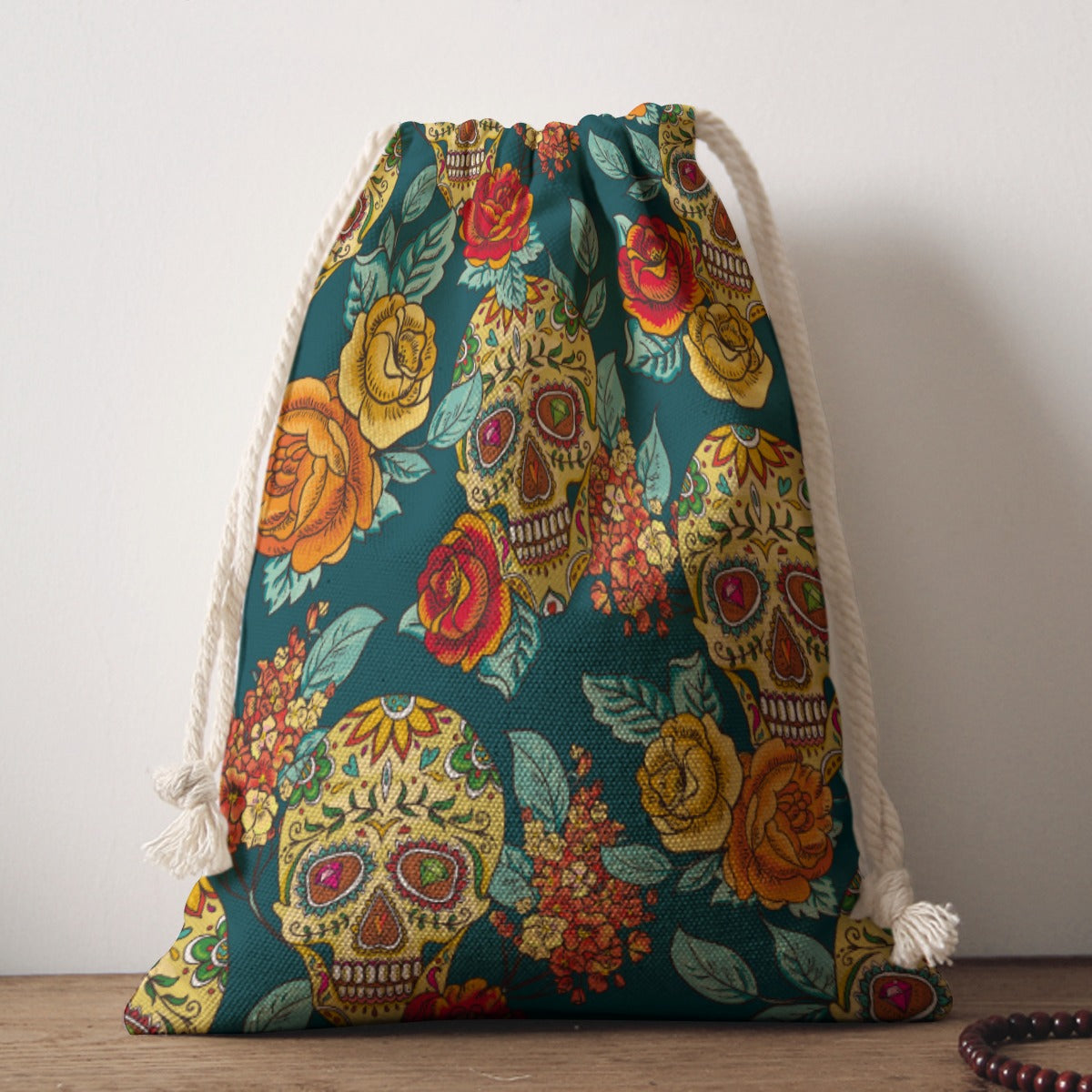 Day of the dead Mexican skull Drawstring Bag