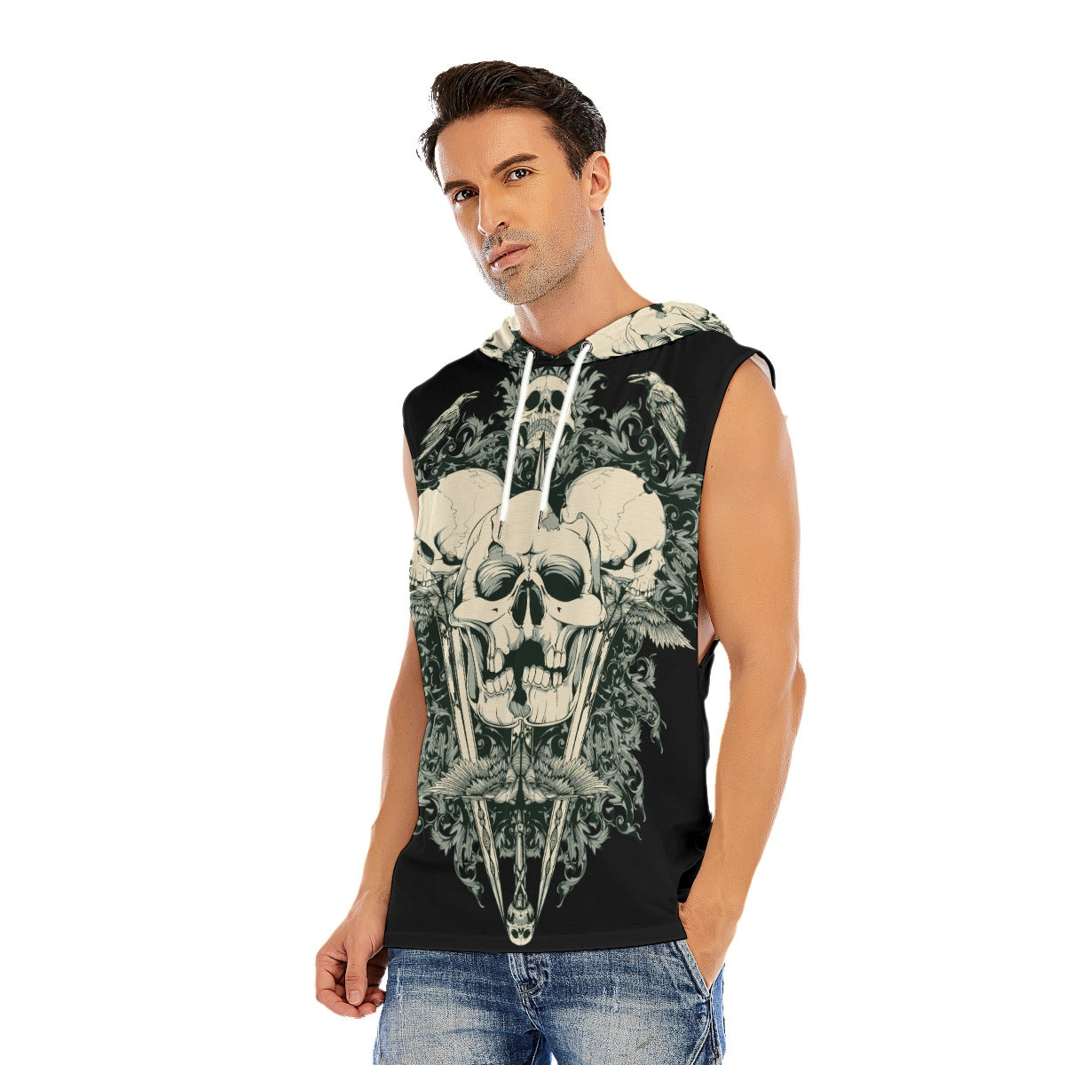 Grim reaper skull gothic Men’s Hooded Tank Top