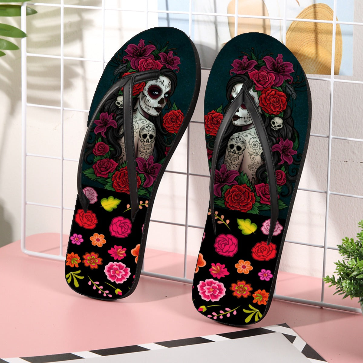 Sugar skull All-Over Print Women's Flip Flops