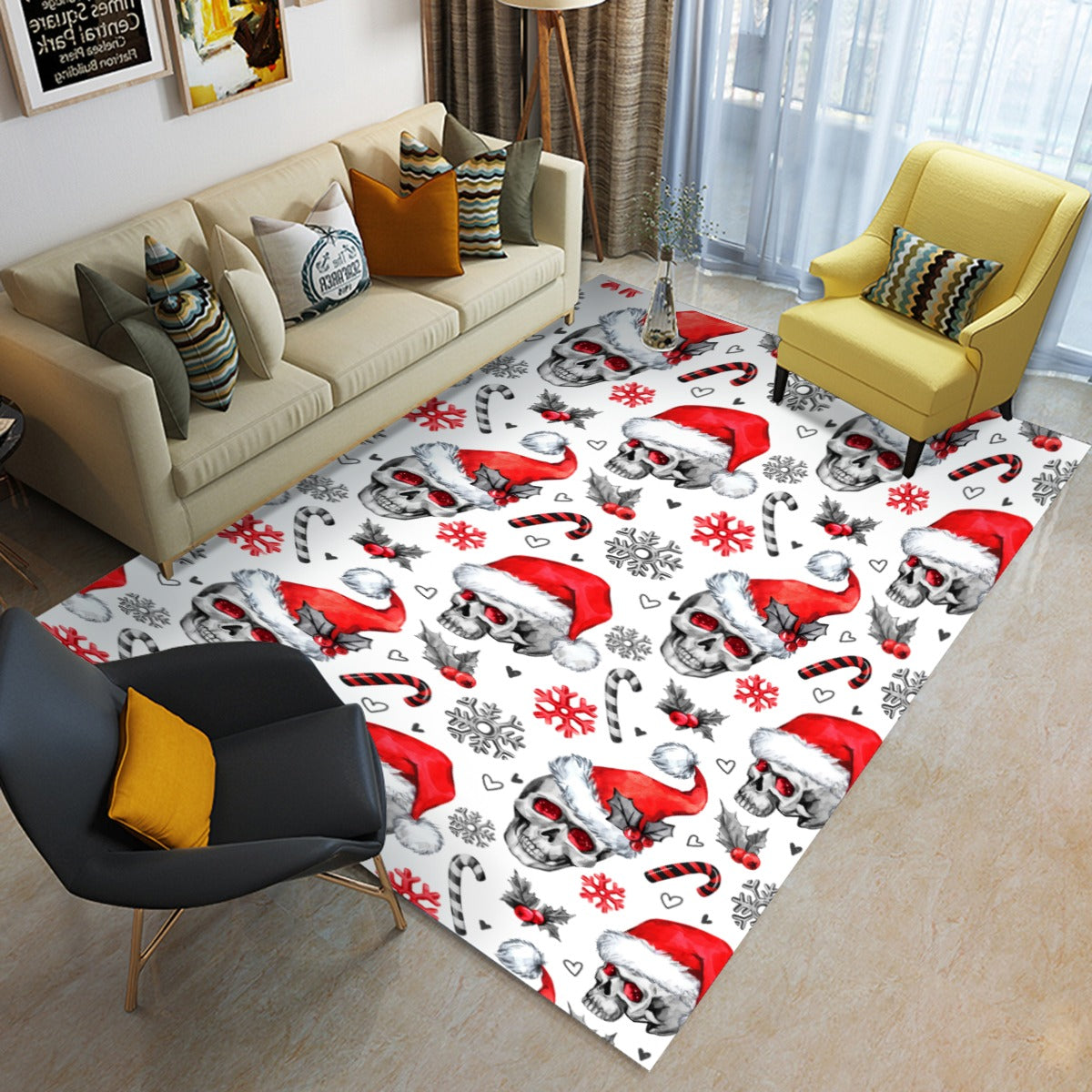 Skull Santa Claus Foldable Rectangular Floor Mat