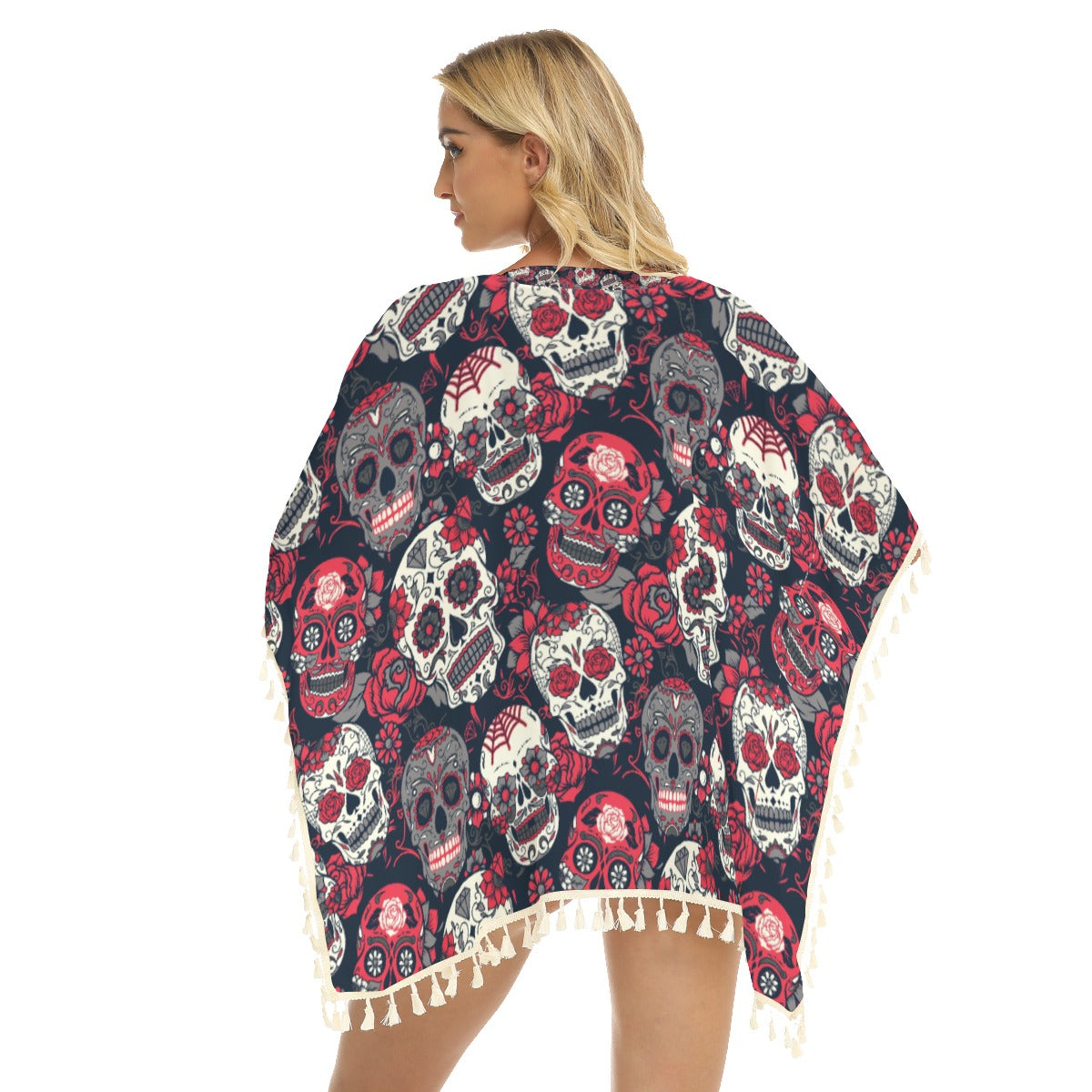 Sugar skull Women's Square Fringed Shawl