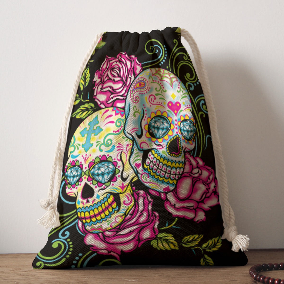 Dia de los muertos skeleton Drawstring Bag, Mexican sugar skull bag handbag shoulder bag backpack