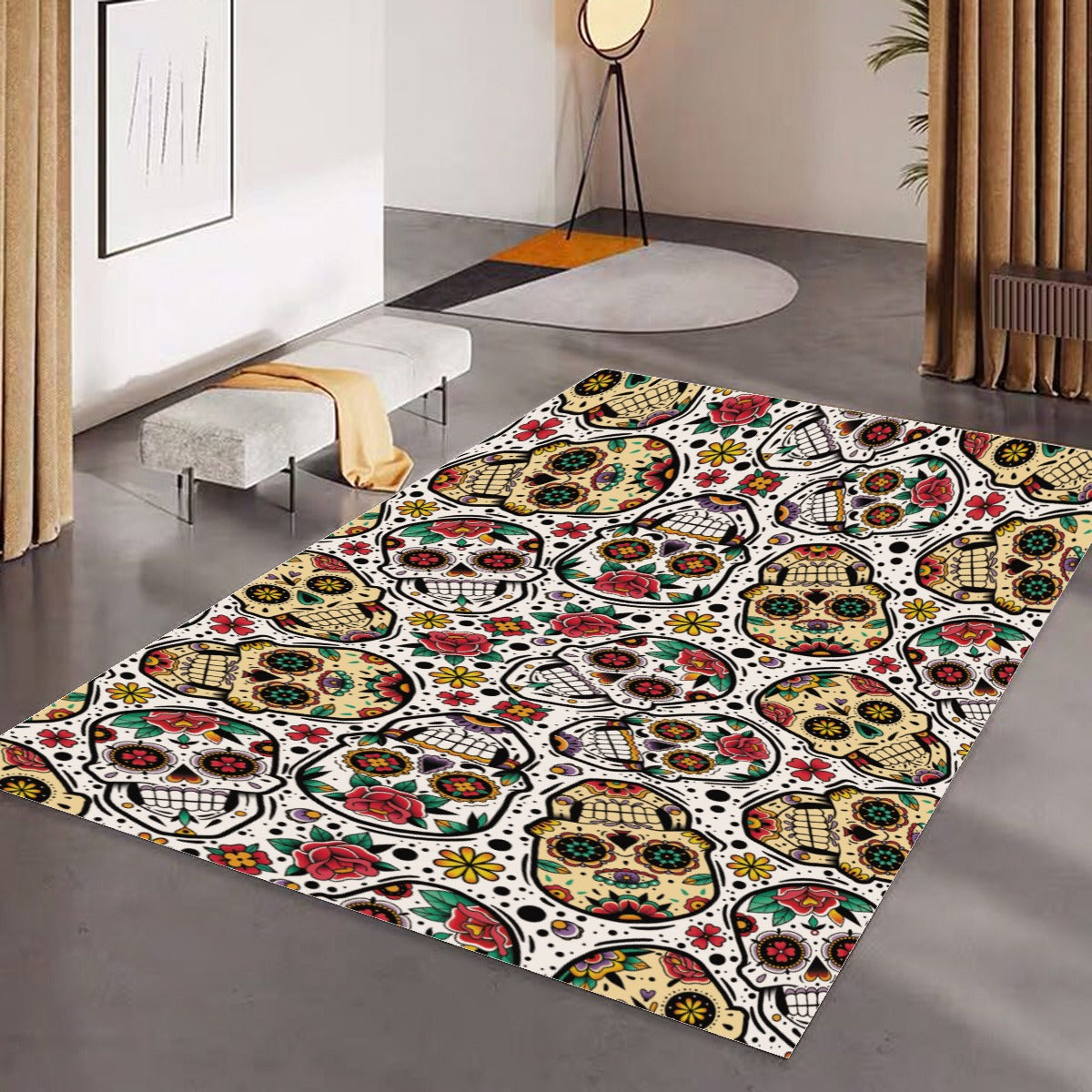 Day of the dead pattern Foldable Rectangular Floor Mat