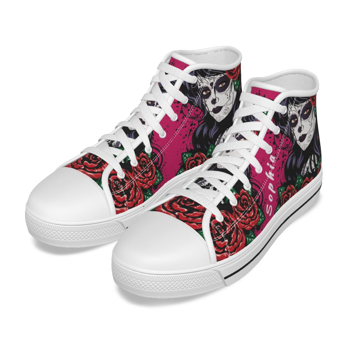 Custom NAME sugar skull Women's Canvas Shoes