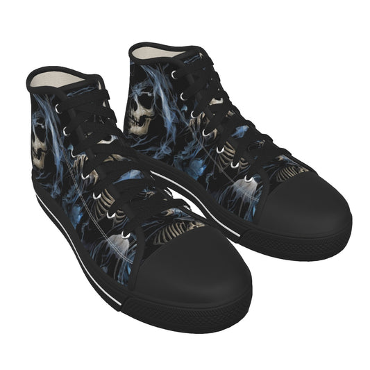 Gothic grim reaper Men's Canvas Shoes, Skull Halloween sneakers shoes