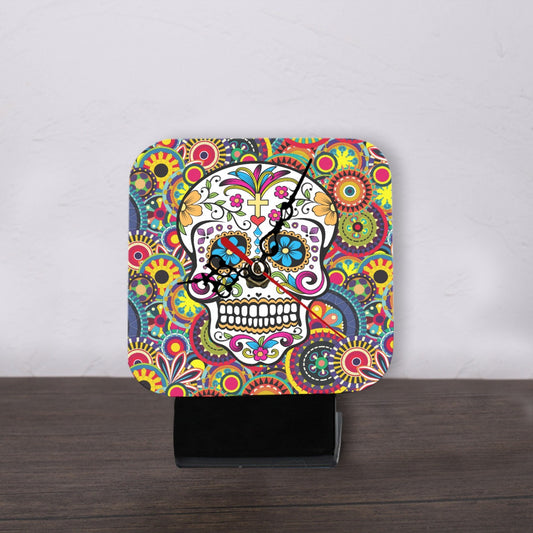Day of the dead Square Shape Wood Clock