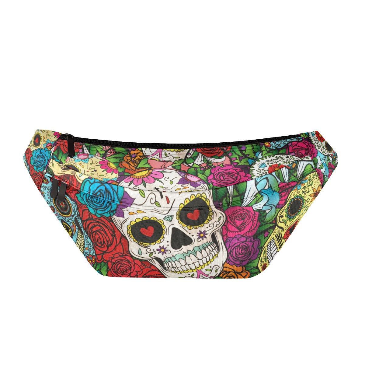 Sugar skull Day of the dead Large Fanny Bag, Calaveras skull skeleton waist fanny bag purse