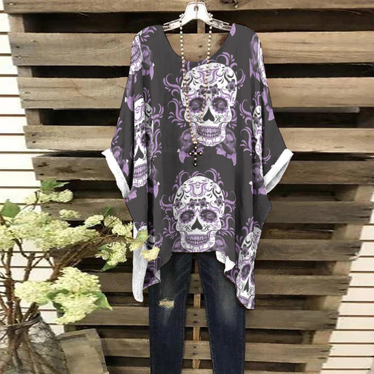 Day of the dead All-Over Print Women's Bat Sleeve Shirt