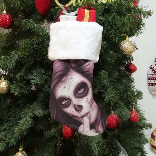 Sugar skull girl day of the dead All-Over Print Christmas Socks
