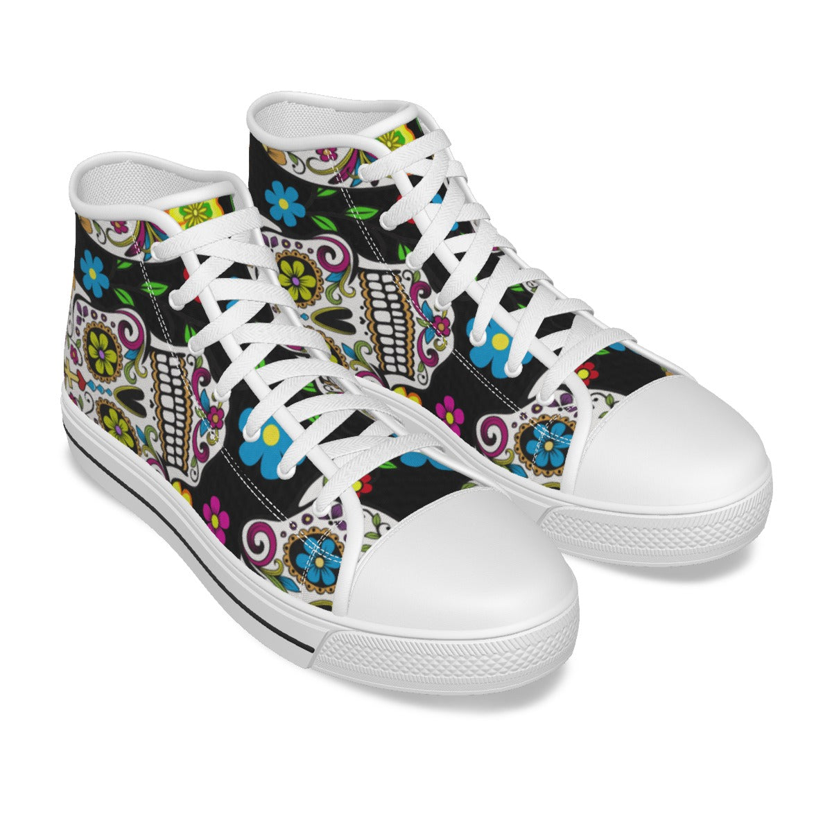 Day of the dead sugar skull Women's Canvas Shoes, Mexican calaveras skull skeleton shoes sneakers