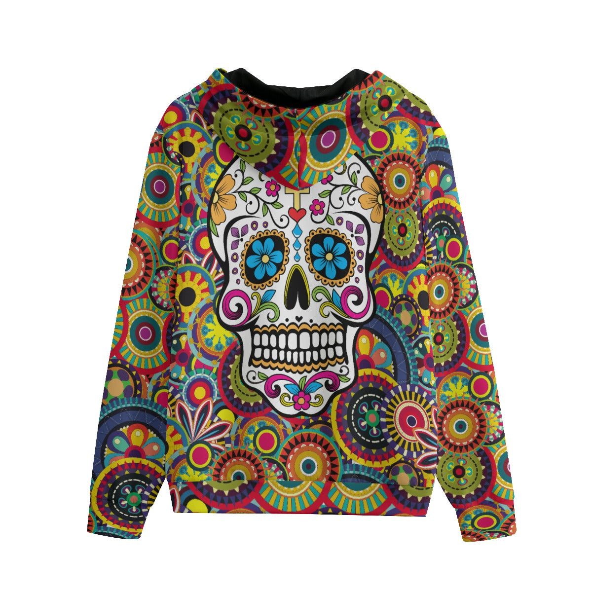 100% cotton sugar skull Unisex Pullover Hoodie With Zipper Closure