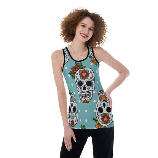 Sugar skull candy Women's Back Hollow Tank Top