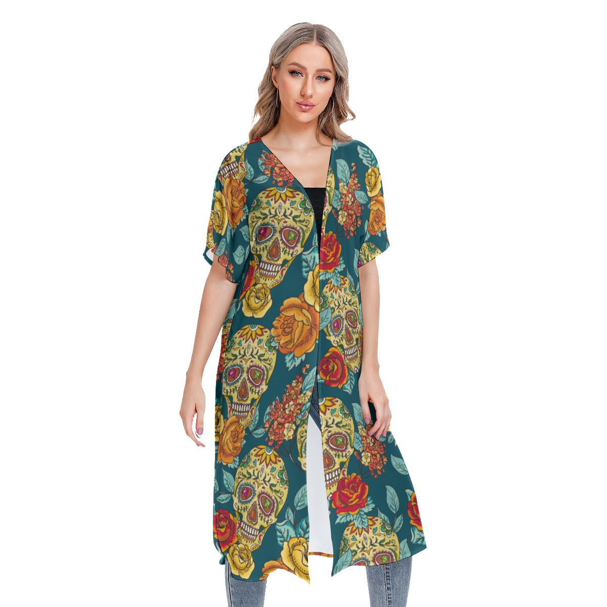 All-Over Print Women's Short Sleeve Cardigan