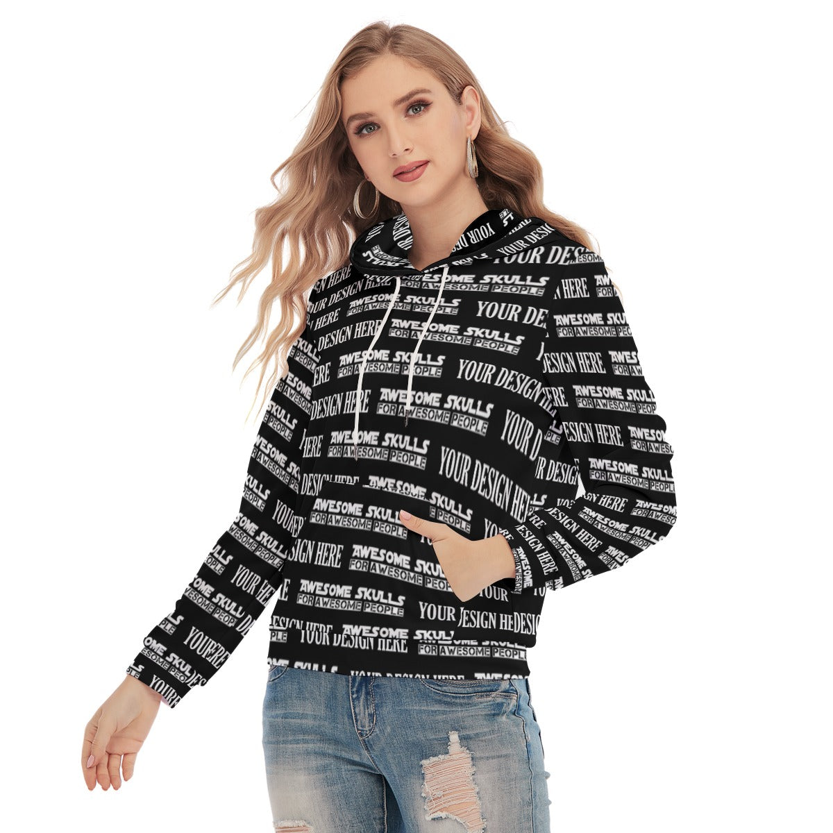 Custom print on demand pod Women's Hoodie Pullover Hoodie With Drawsting