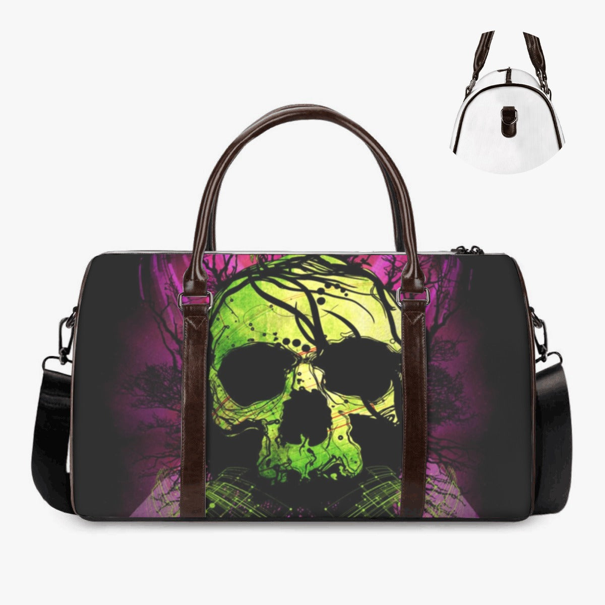 Skeleton Vacation Holidays Travel Bag, christmas skull large travel bag, horror handbag, halloween monogrammed bag, christmas skull Carry On bag