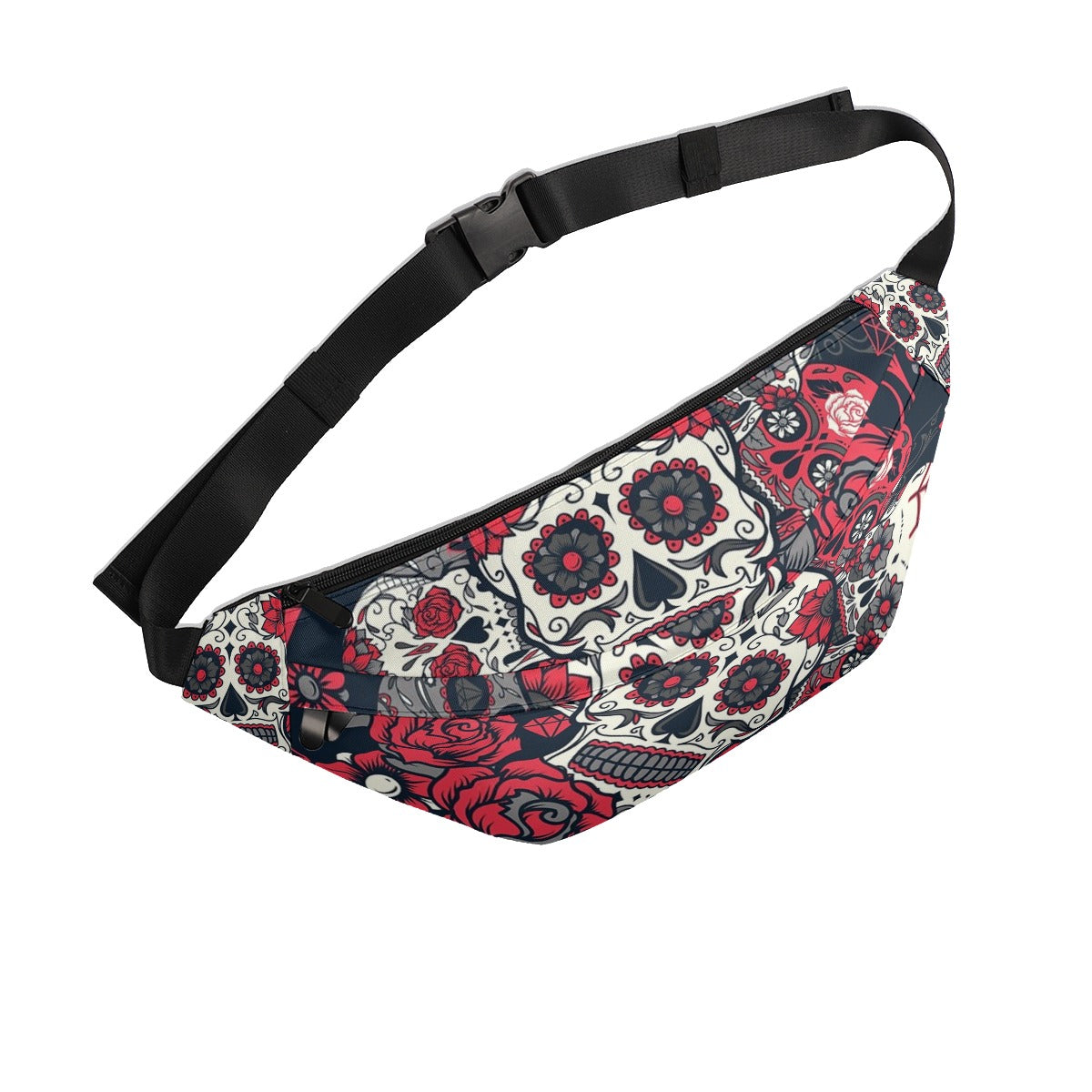 Sugar skull Day of the dead Large Fanny Bag, Gothic Mexican calaveras skull waist bag purse