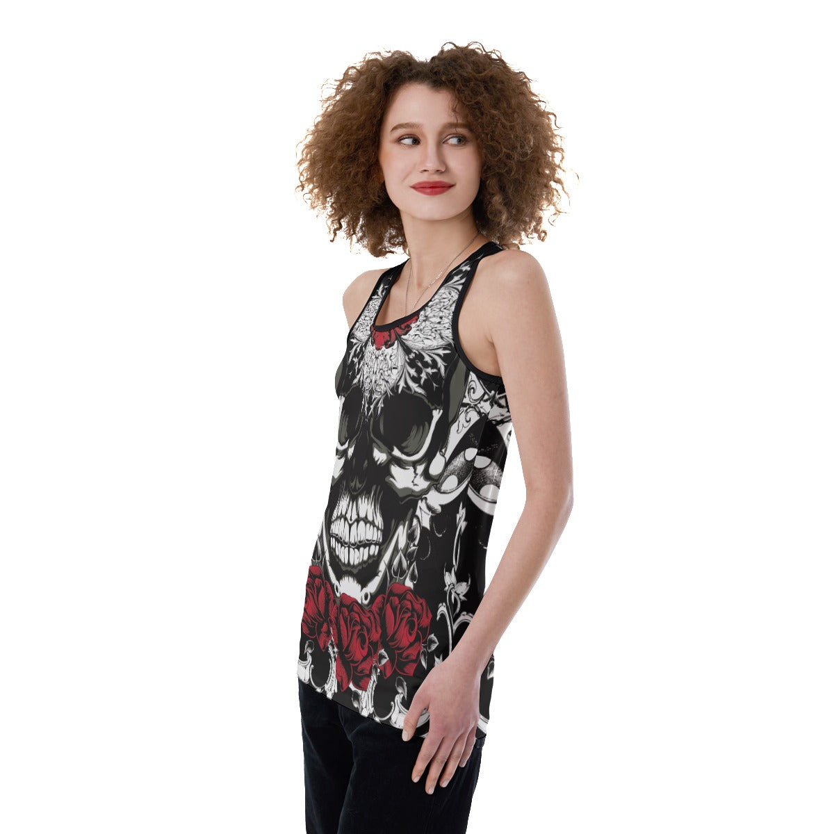 Mexican calaveras skulls Women's Back Hollow Tank Top