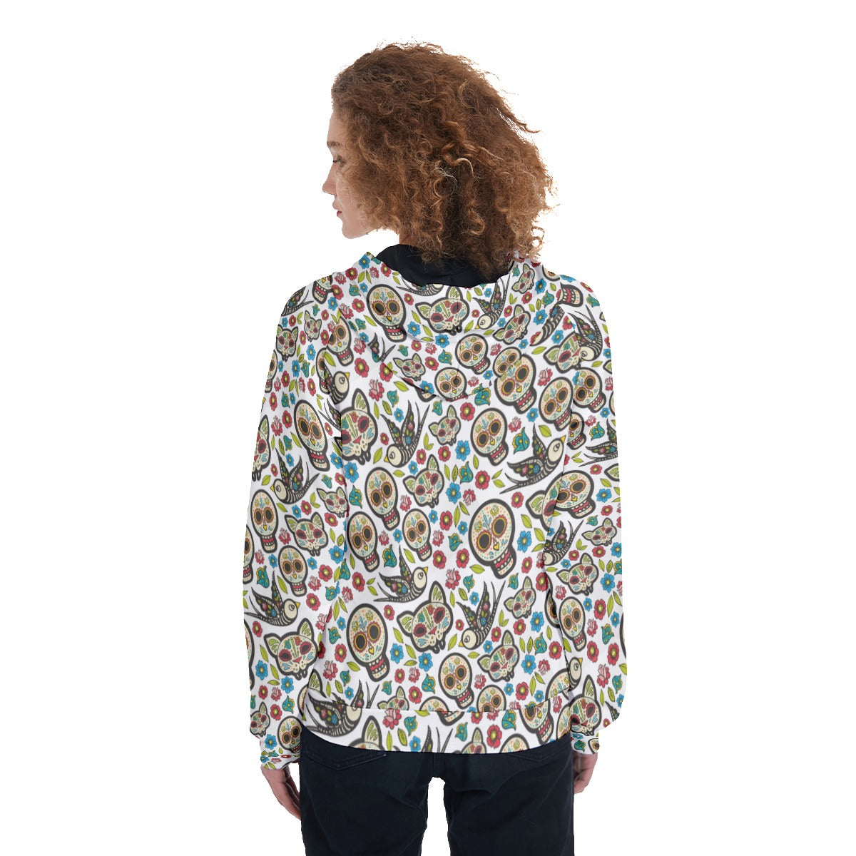 Day of the dead skull Women's Raglan Zip Up Hoodie