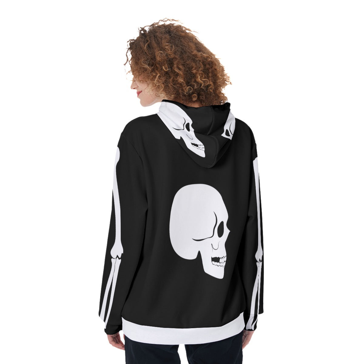 Skeleton All-Over Print Women's Heavy Fleece Hoodie