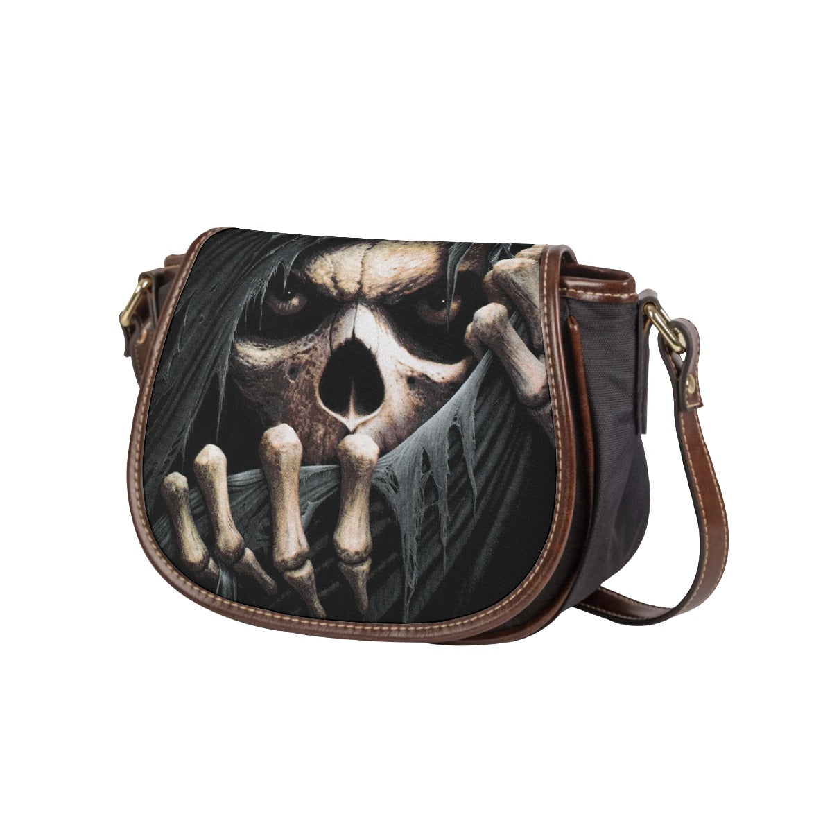 Gothic skeleton grim reaper Tambourin Bag, Horror Halloween skeleton bag purse