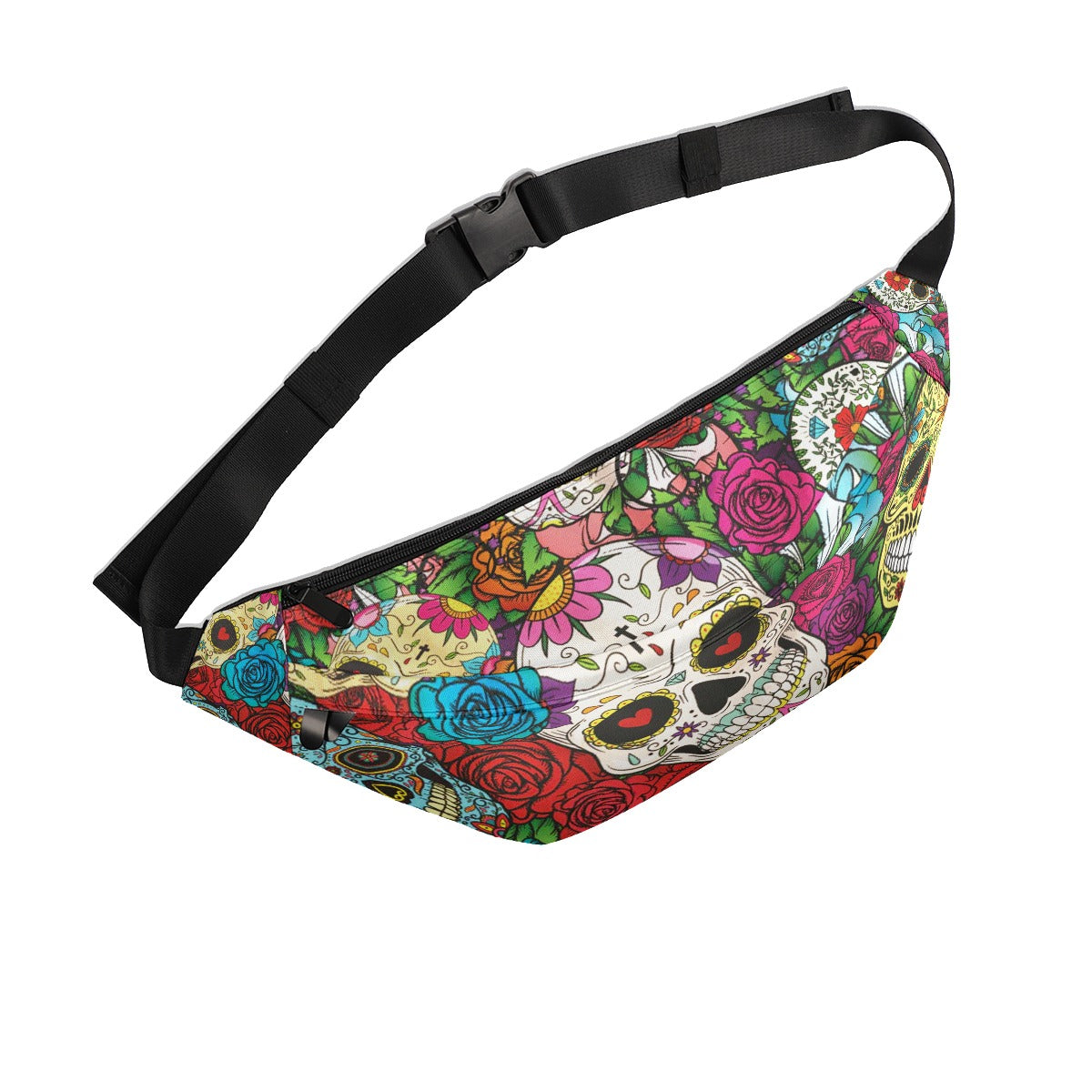 Sugar skull Day of the dead Large Fanny Bag, Calaveras skull skeleton waist fanny bag purse
