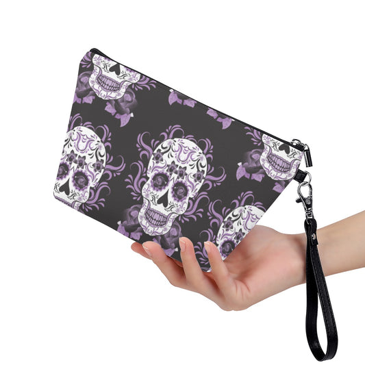 Sugar skull Cosmetic Bag With Black Handle, Halloween wallet, day of the dead wallet bag purse