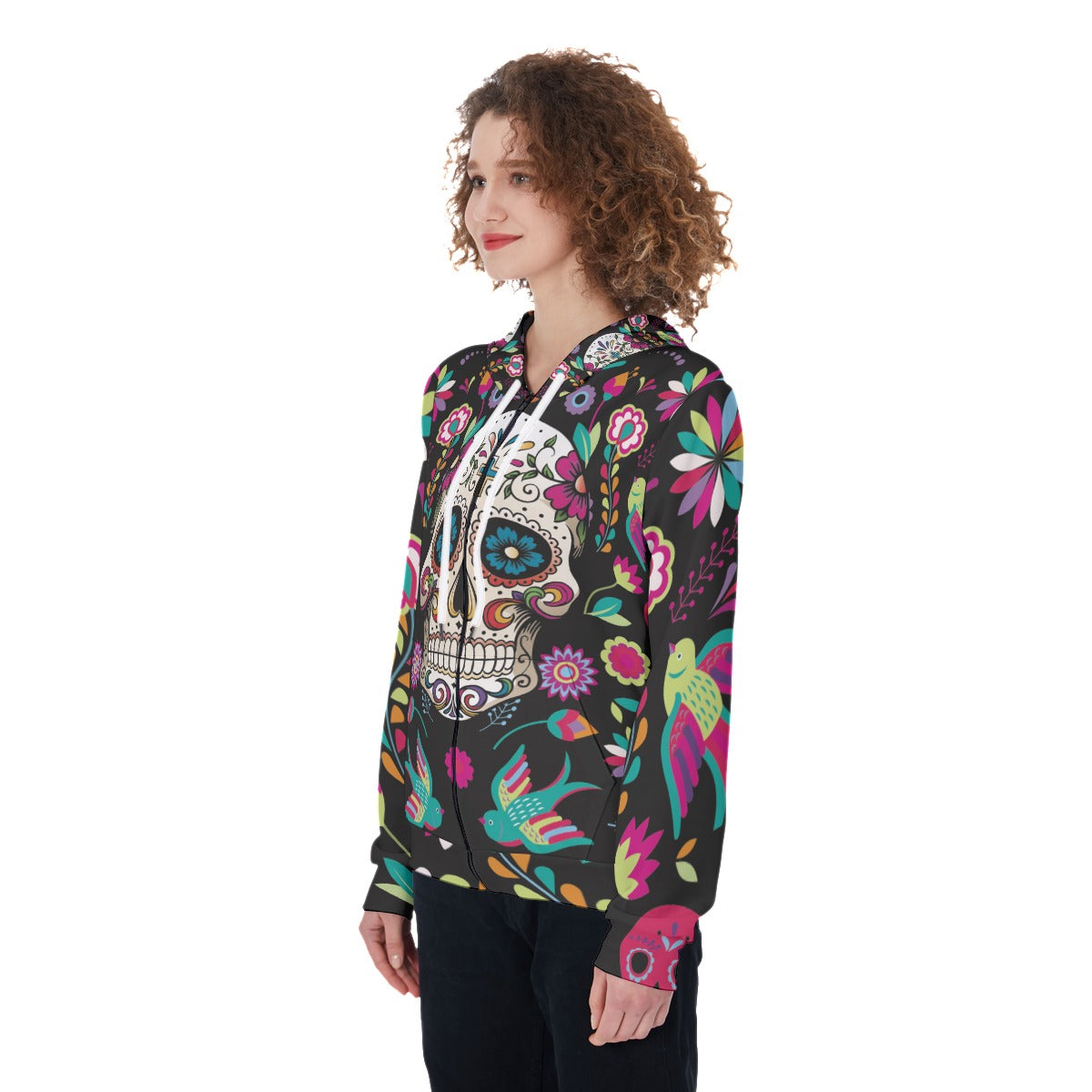 Sugar skull Calaveras Mexican skull Women's Zip Up Hoodie
