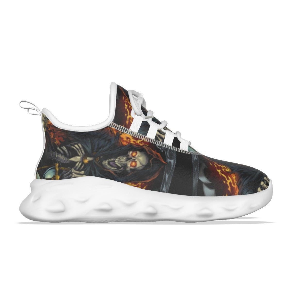 Flaming grim reaper skull Men's Light Sports Shoes