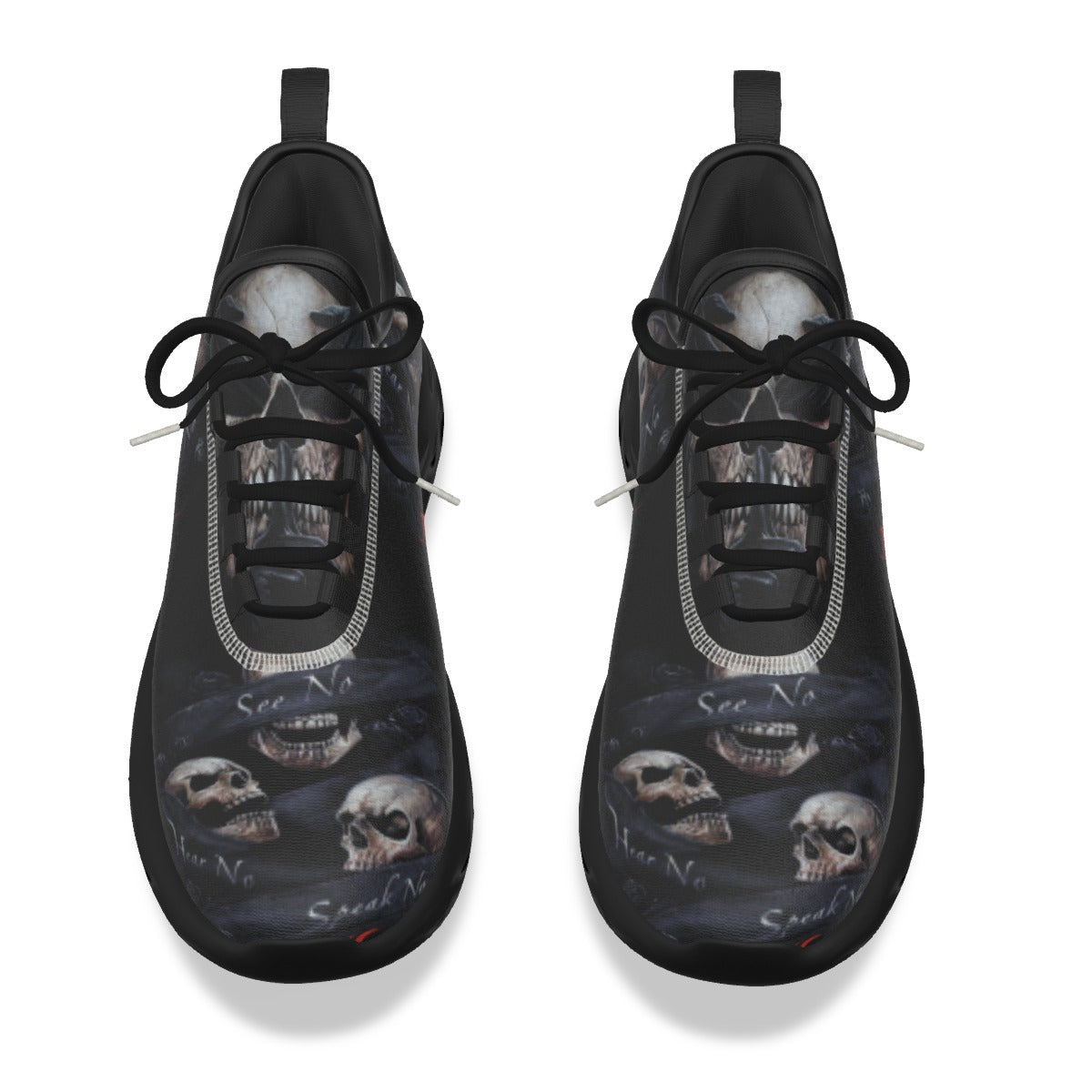 No see no hear no speak evils skull Women's Light Sports Shoes