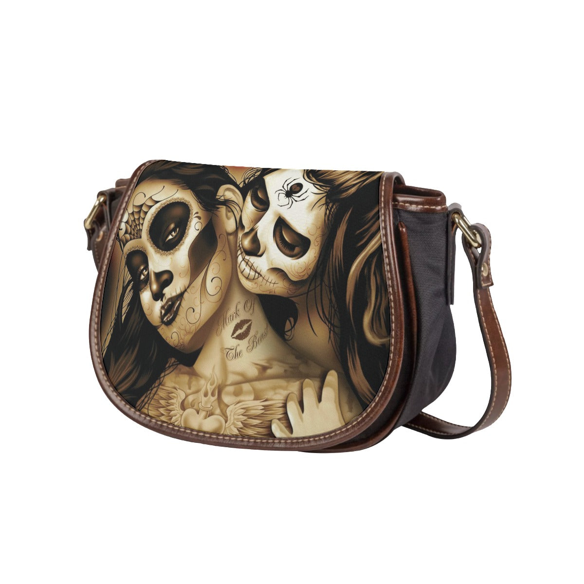 Sugar skull girls Tambourin Bag, Skeleton Dia de los muertos bag purse, sugar skull shoulder bag