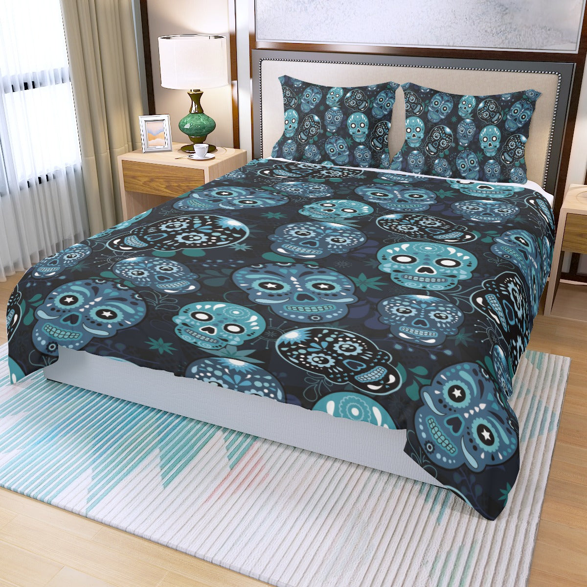 Sugar skull Three Piece Duvet Cover Set