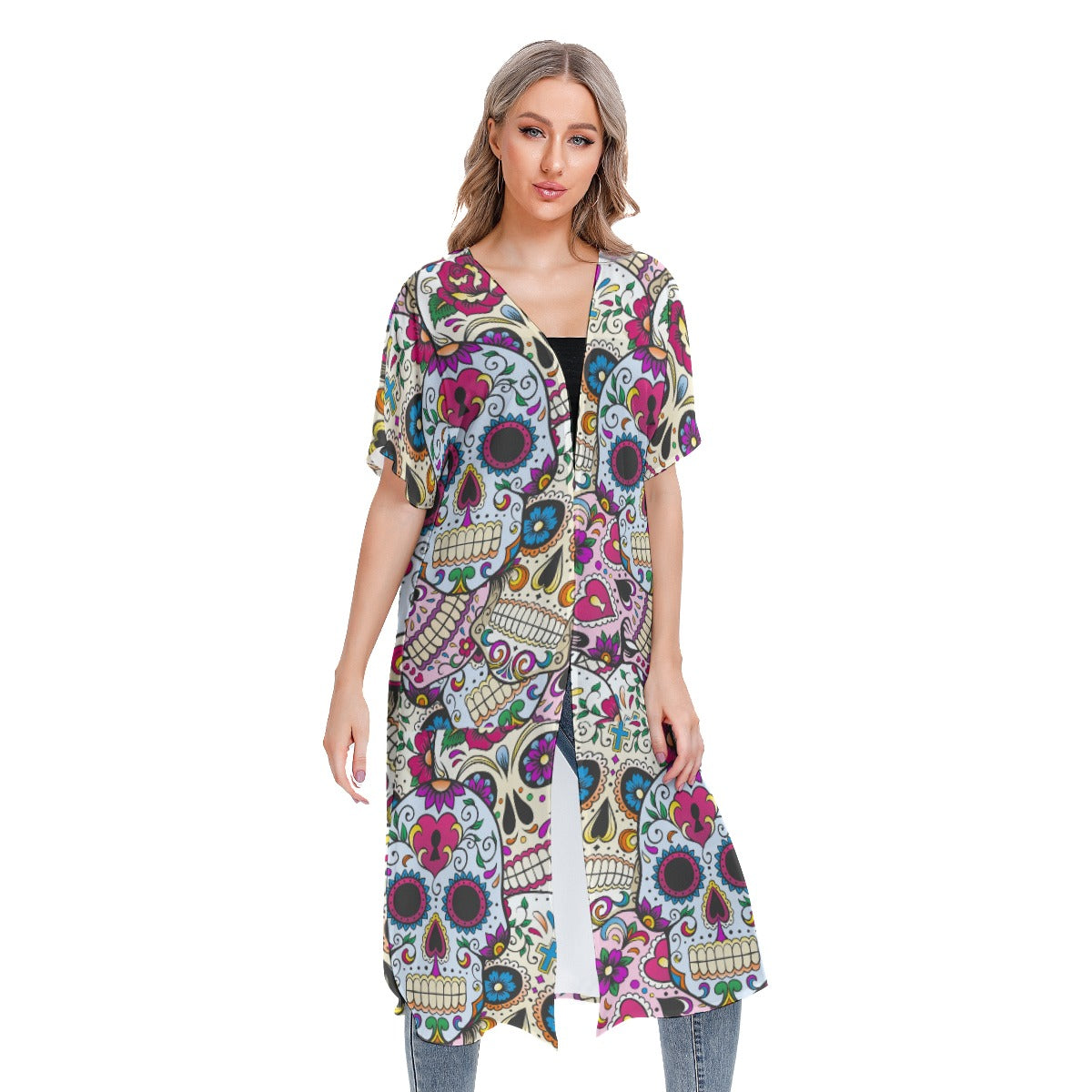 All-Over Print Women's Short Sleeve Cardigan