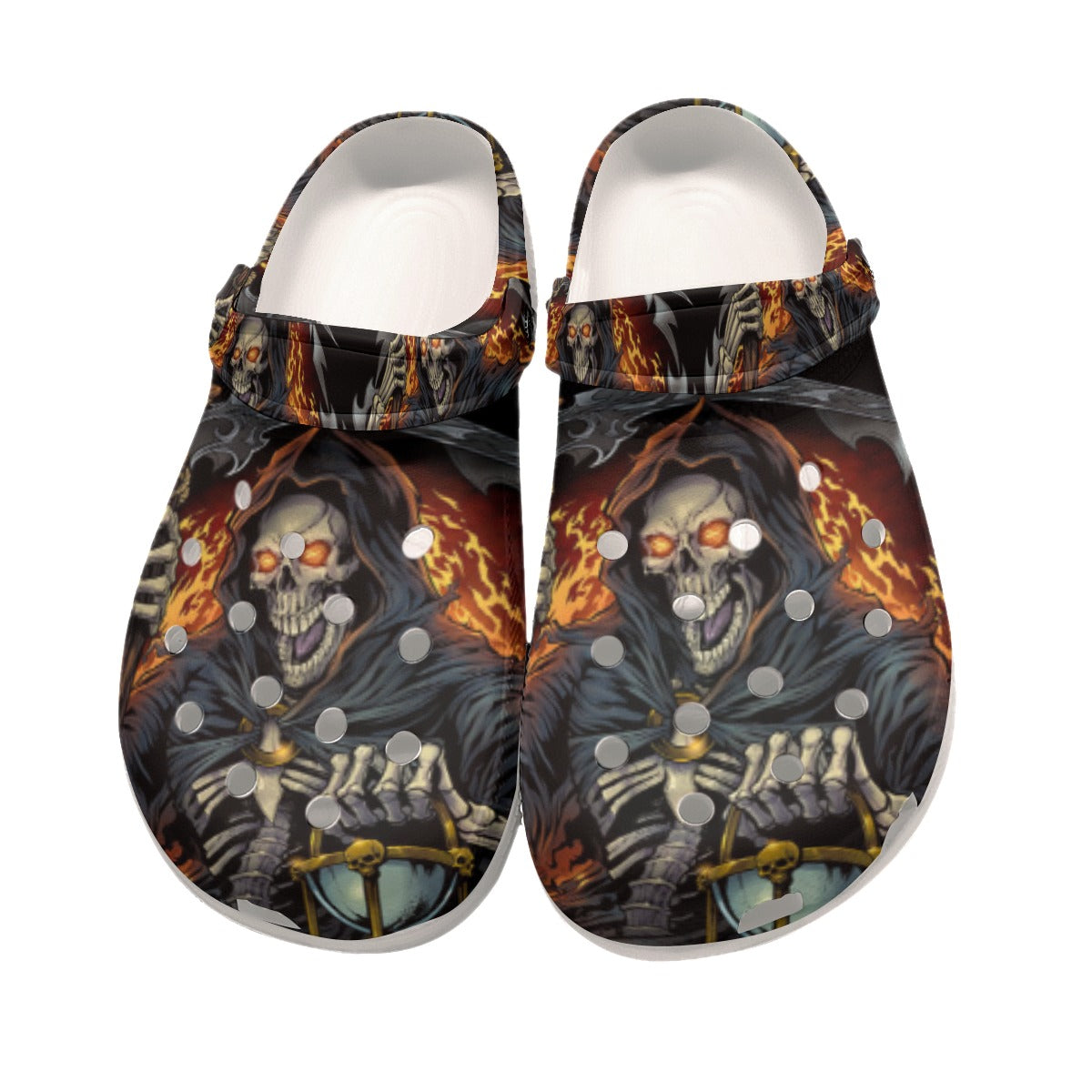 Grim reaper flaming fire Women's Classic Clogs