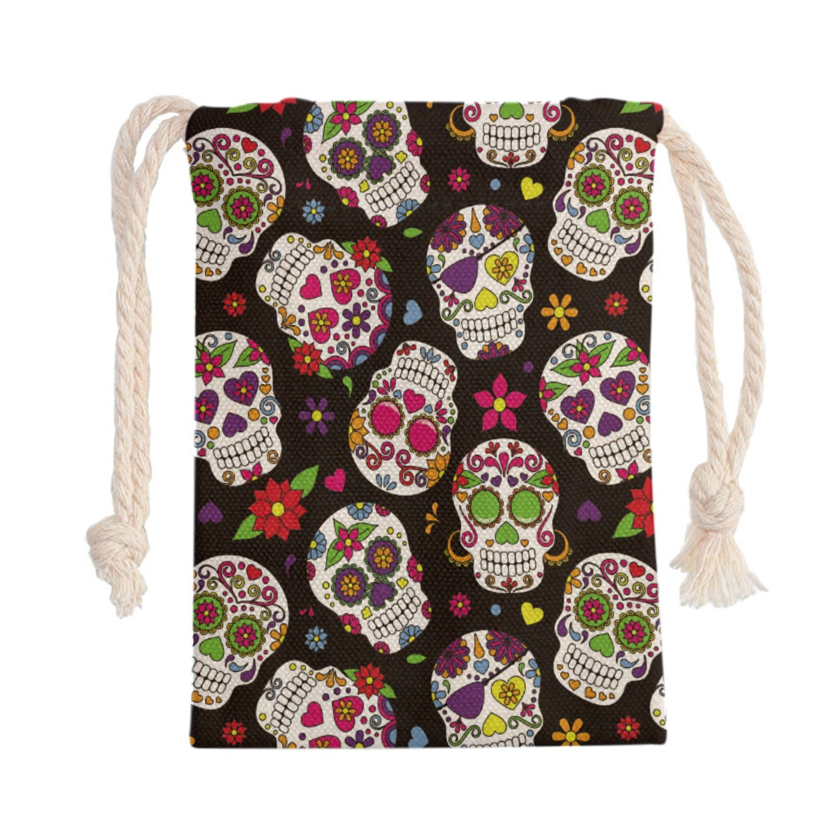 Gothic Dia de los muertos sugar skull Drawstring Bag, Skeleton Drawstring Bag