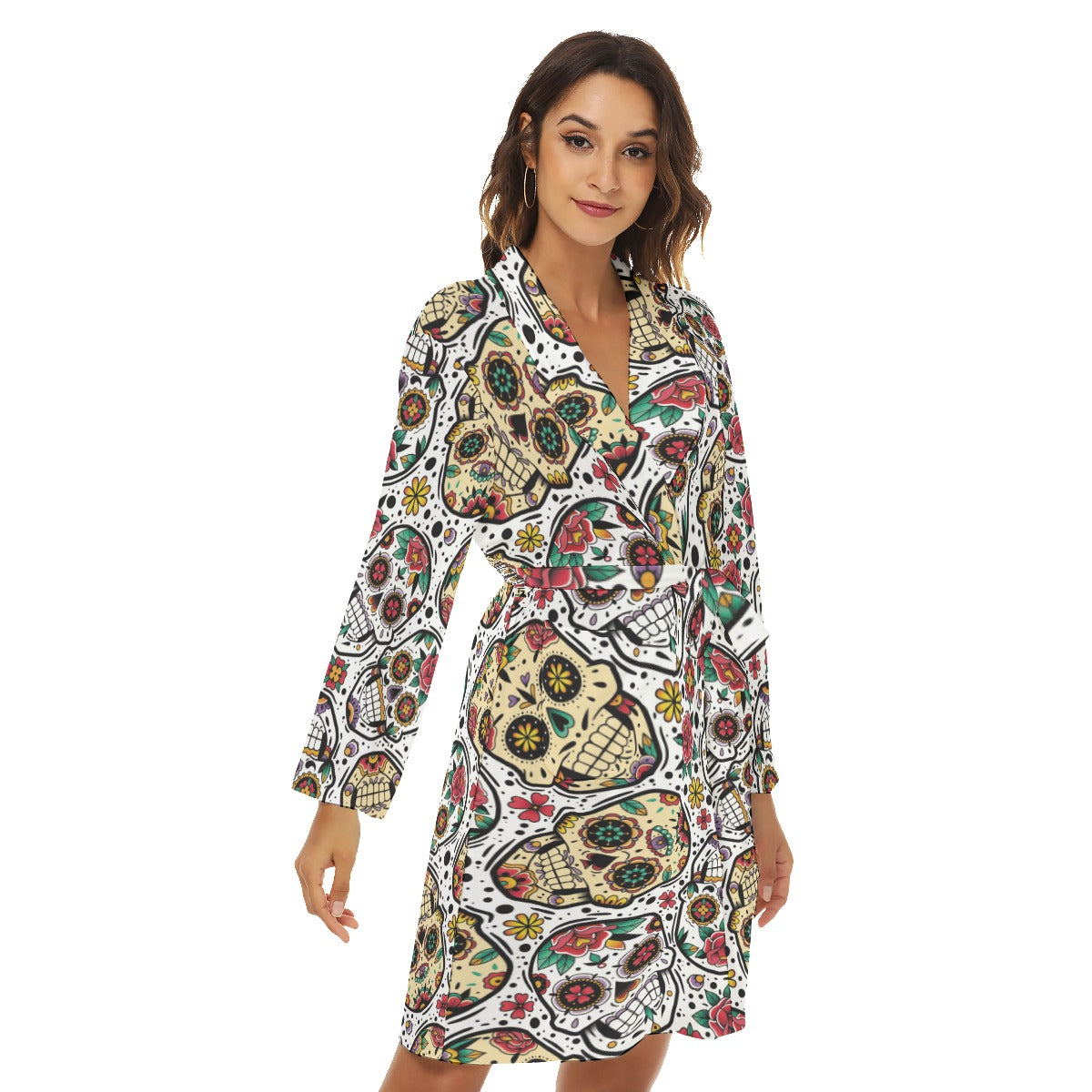 Dia de los muertos skull Women's Robe