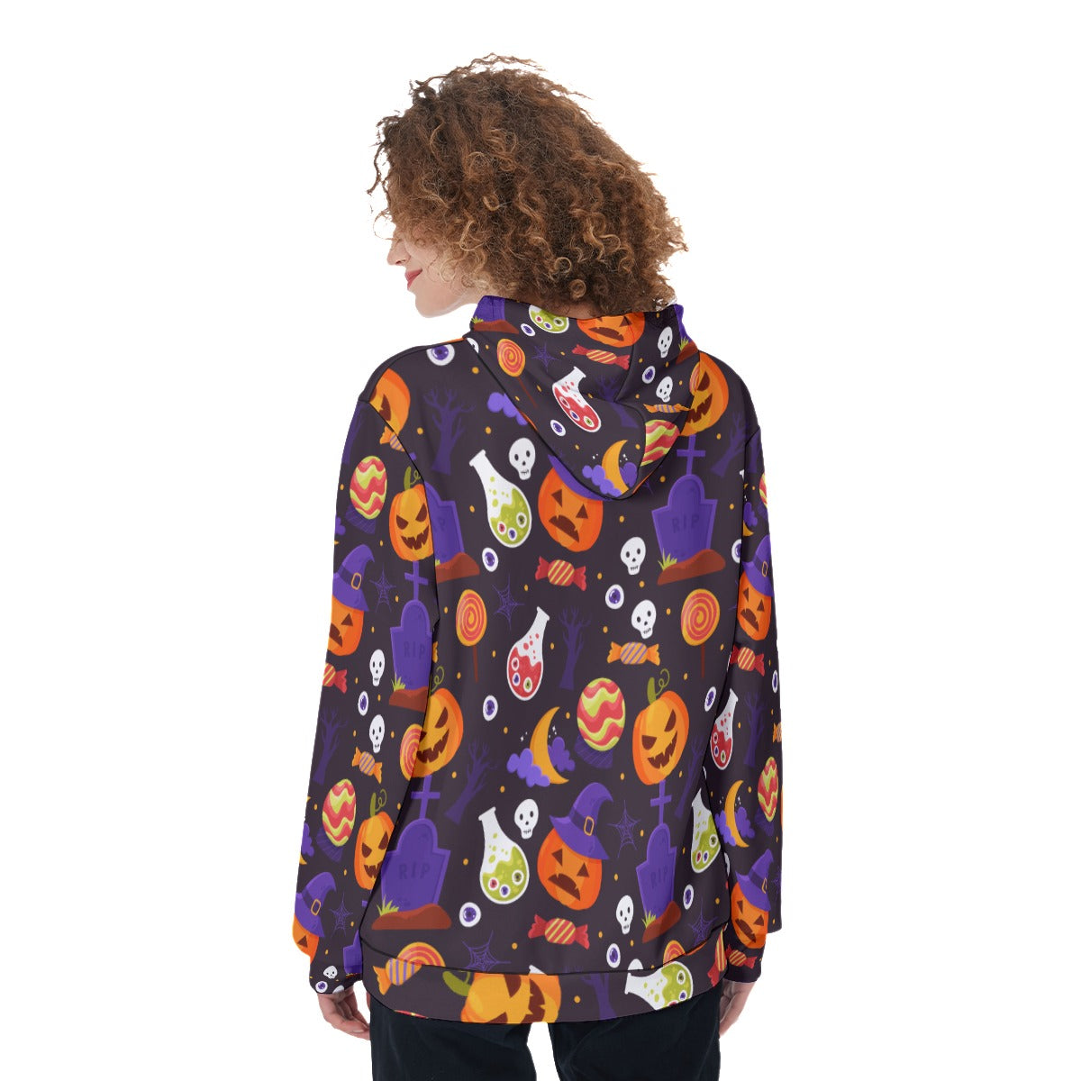 Halloween Pumpkin Women's Pullover Hoodie, Gothic skeleton pumpkin Hoode