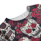 Sugar skull All-Over Print Women's T-shirt with Bat Sleeve