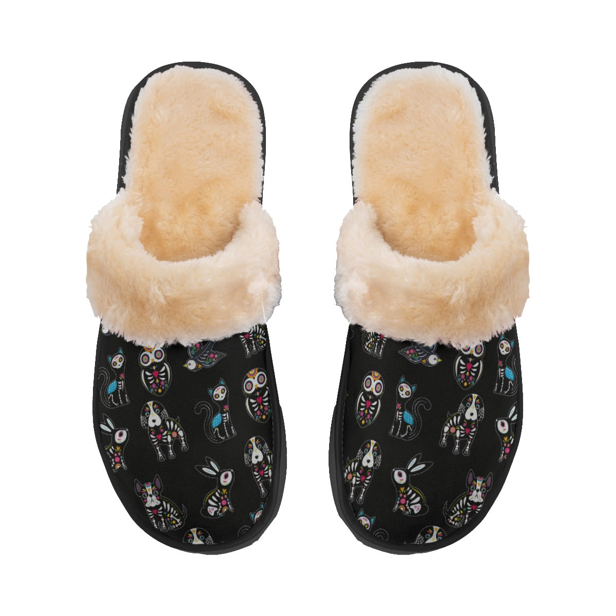 Dia de los muertos sugar skull Women's Home Plush Slippers