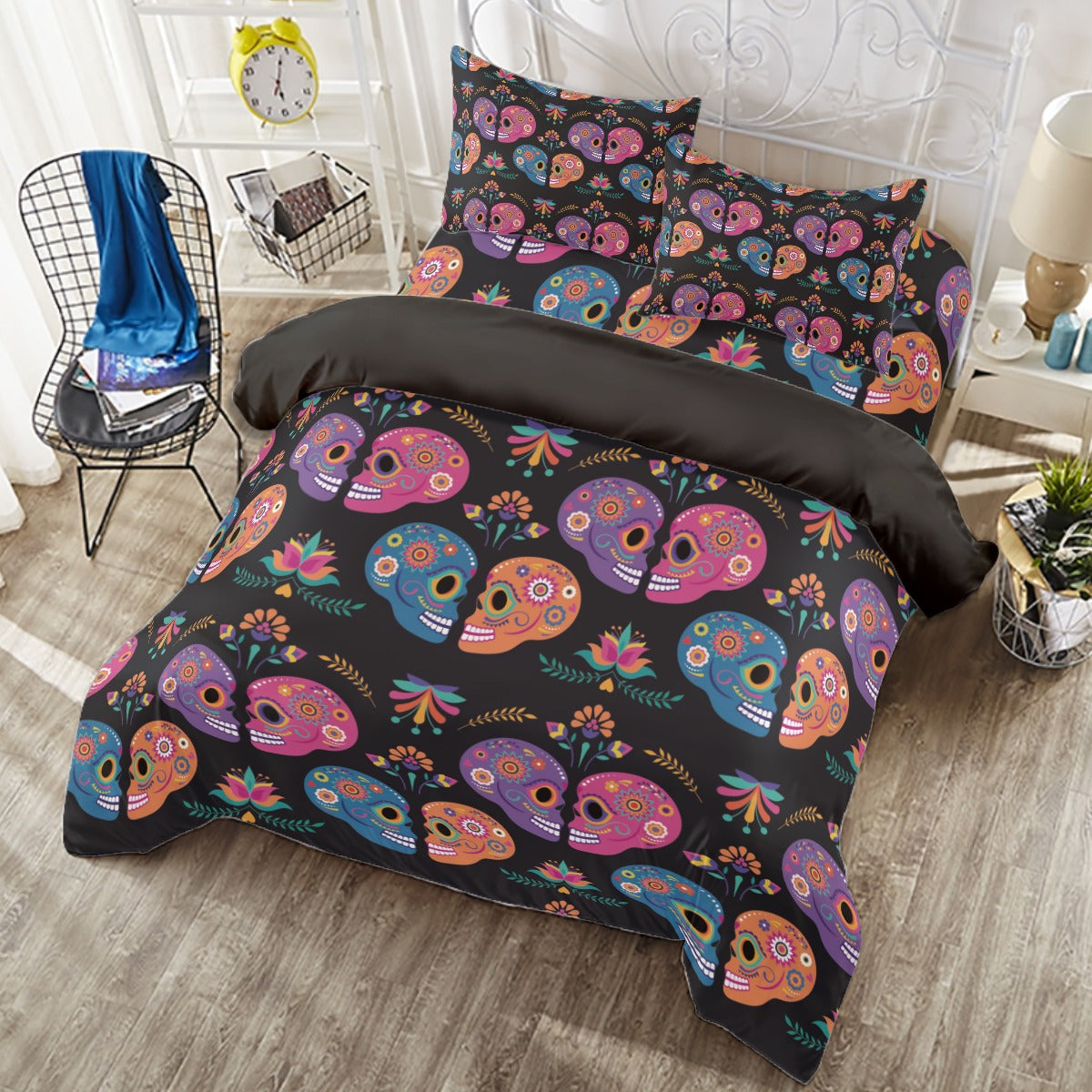 Sugar skull love Four-piece Duvet Cover Set