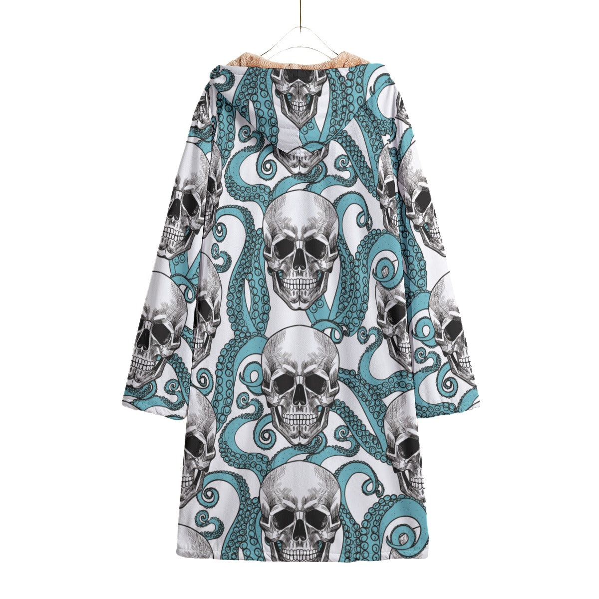 Sugar skull Mexican skull cloak Horn Button Long Fleece Windbreaker