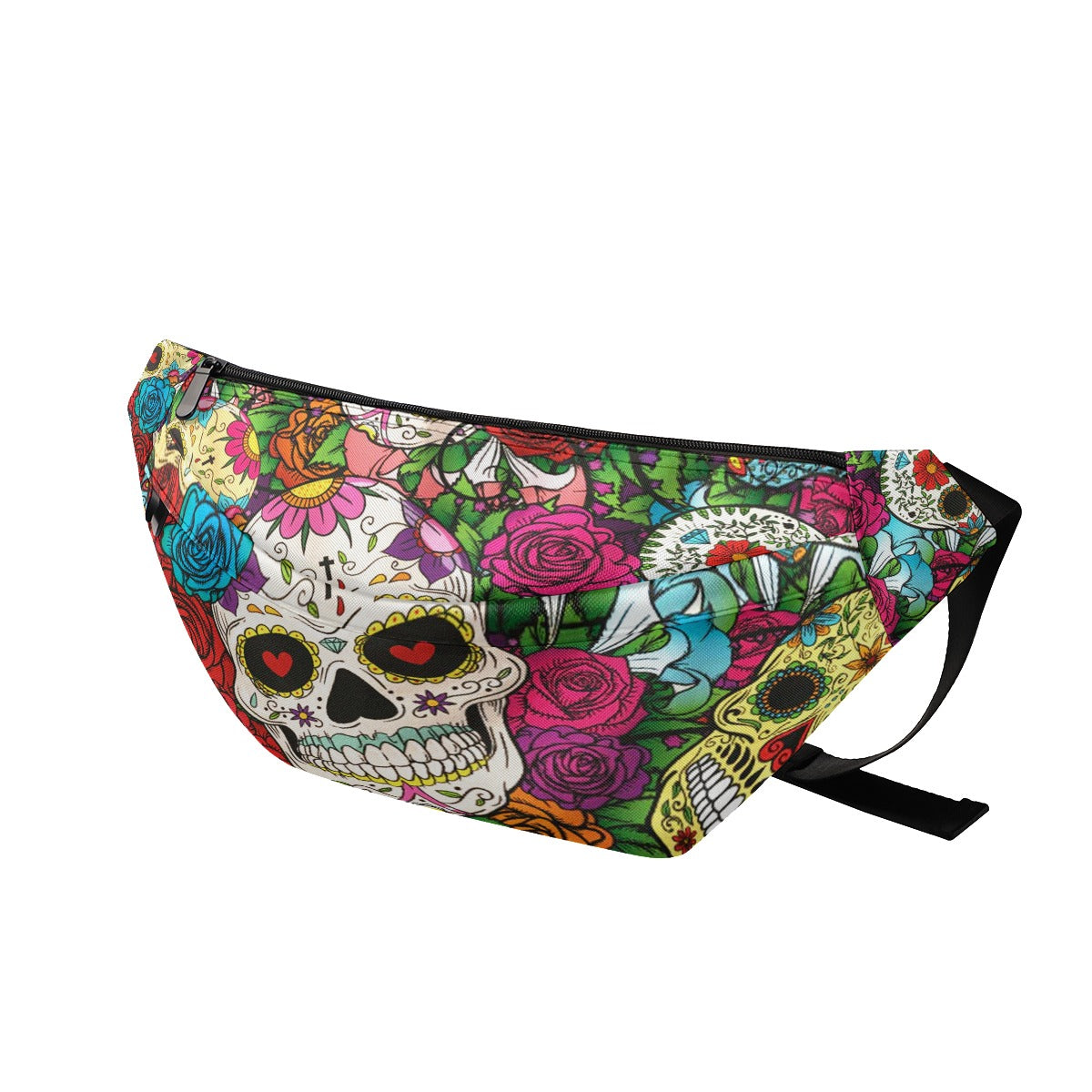 Sugar skull Day of the dead Large Fanny Bag, Calaveras skull skeleton waist fanny bag purse