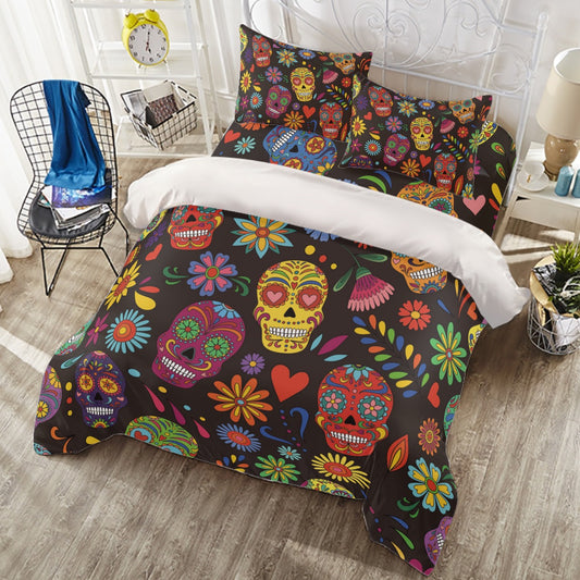 Mexican sugar skull dia de los muertos skeleton Four-piece Duvet Cover Set